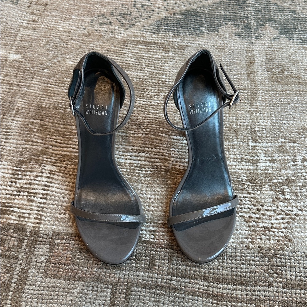 Stuart Weitzman 'Nudist Aniline' Dark Grey Sandals 38